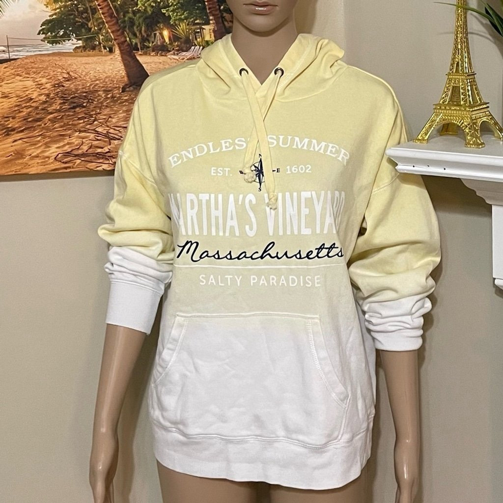 Martha’s Vineyard Endless Summer Salty Paradise Tie Dye Yellow Hoodie Small - Picture 2 of 7